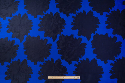 Double Faced Floral Brocade - Blue / Black