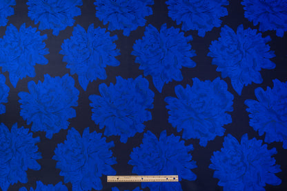 Double Faced Floral Brocade - Blue / Black