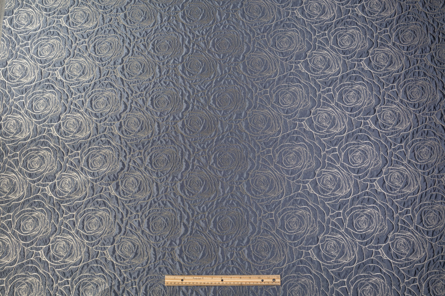 Floral Crushed Metallic Brocade - Blue