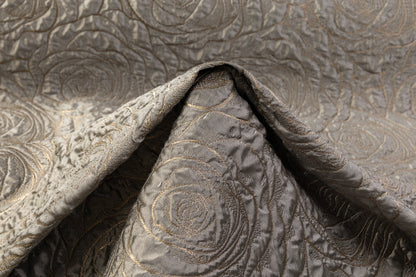 Floral Crushed Metallic Brocade - Gray