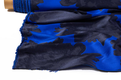 Double Faced Floral Brocade - Blue / Black