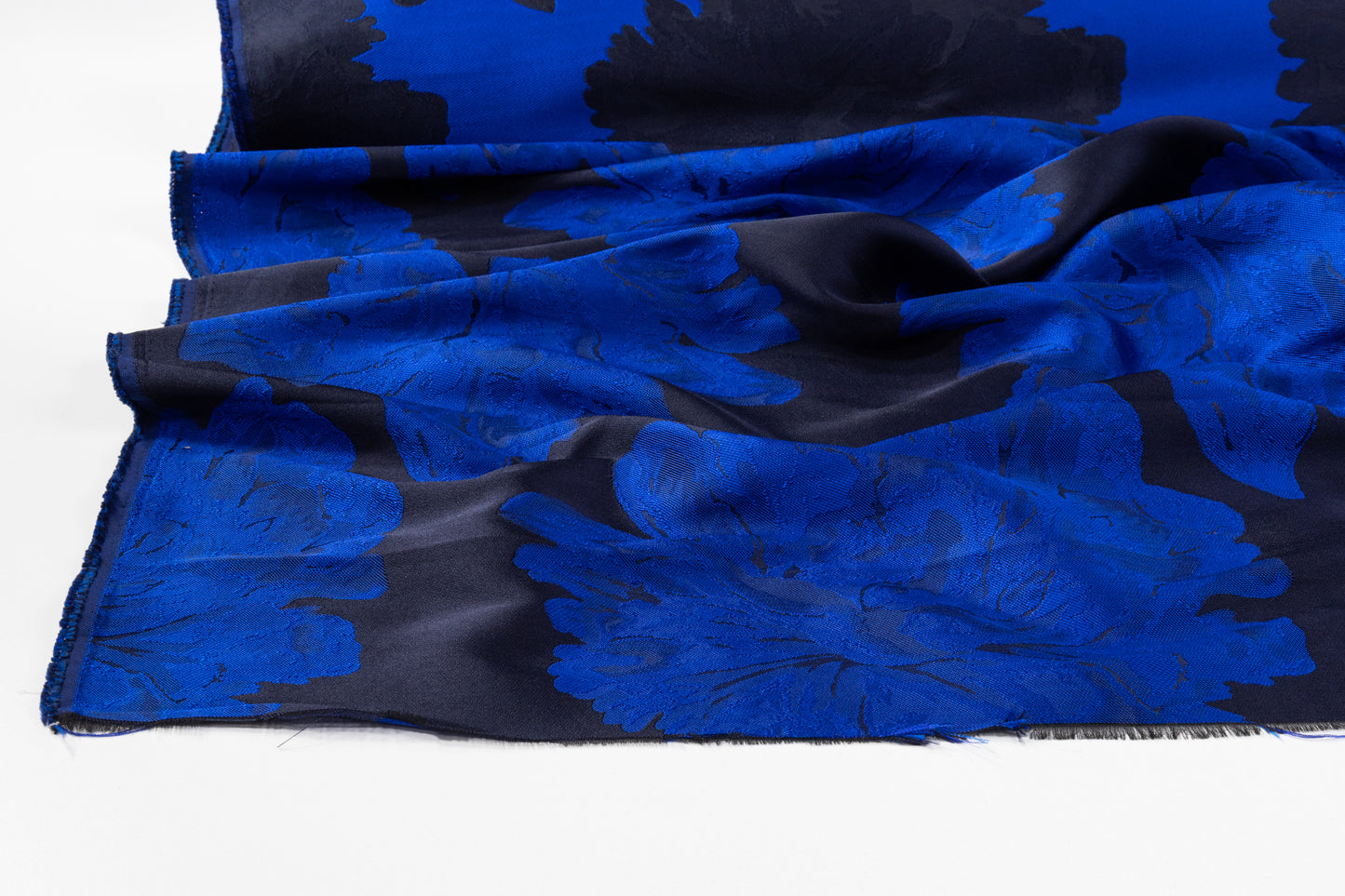 Double Faced Floral Brocade - Blue / Black