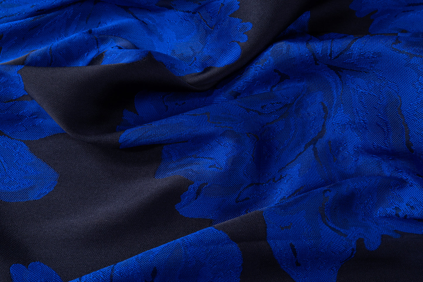 Double Faced Floral Brocade - Blue / Black