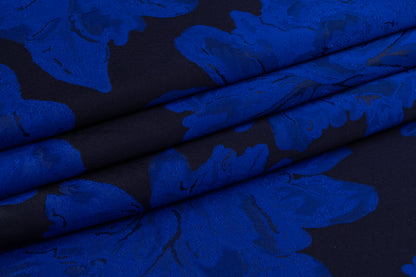 Double Faced Floral Brocade - Blue / Black