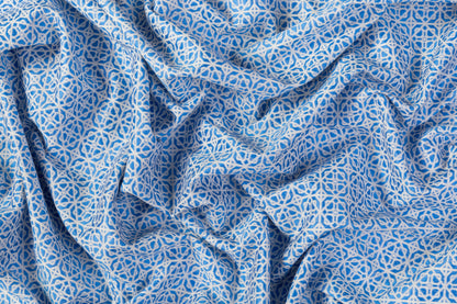 Geometric Brocade - Blue / White