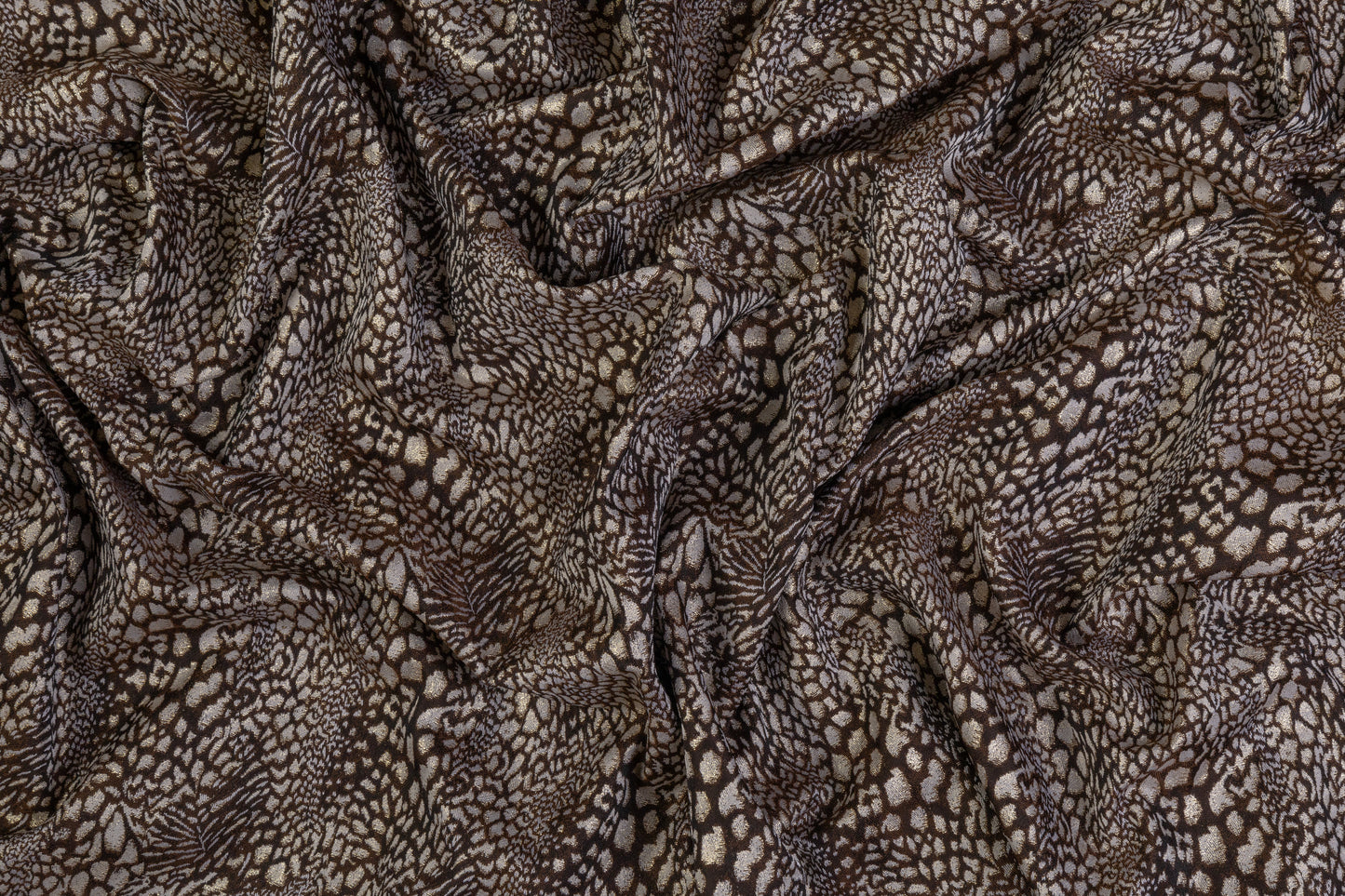 Snake Skin Design Metallic Brocade - Brown / Gold / Taupe