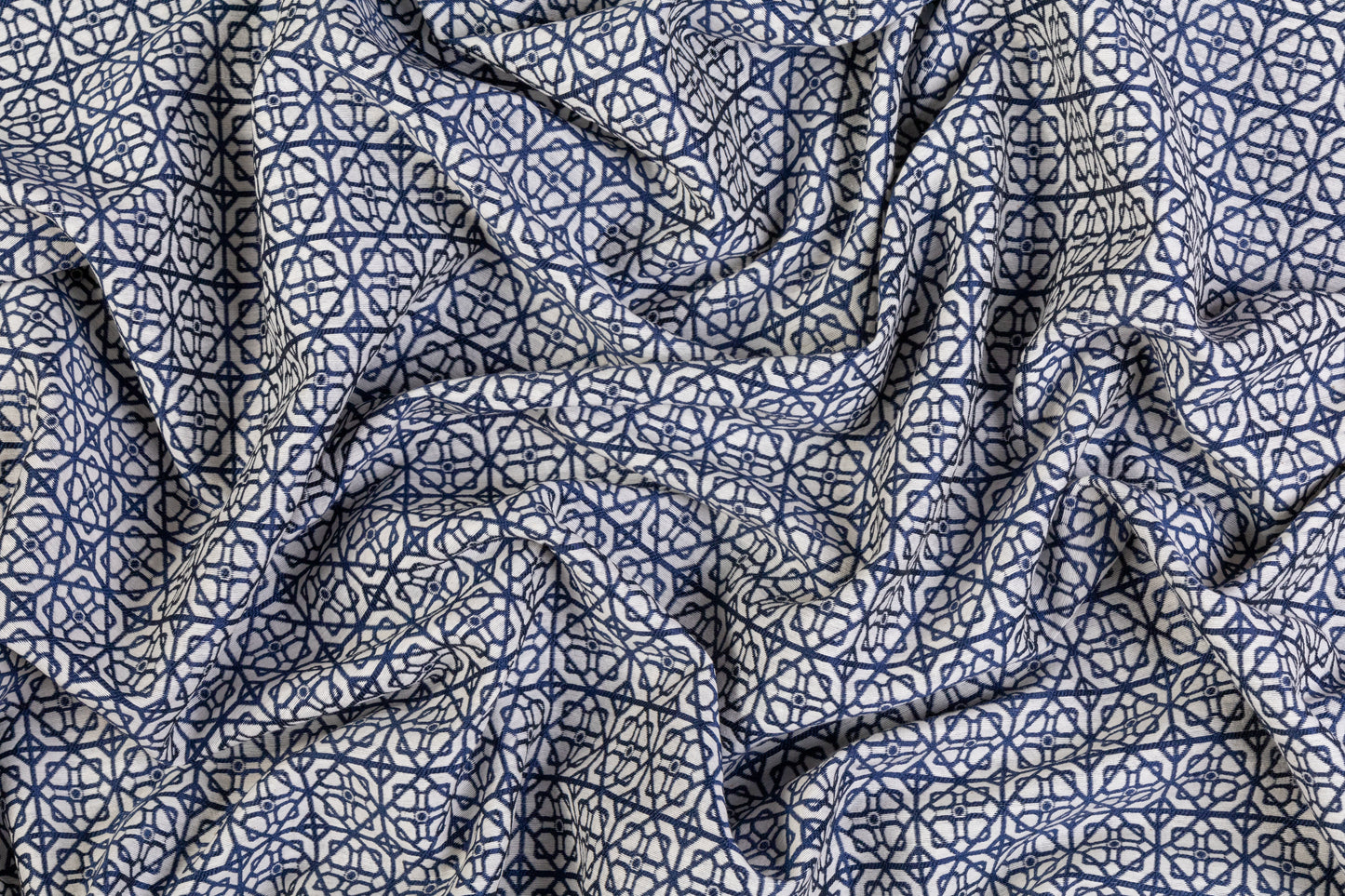 Geometric Brocade - Navy Blue / Off White