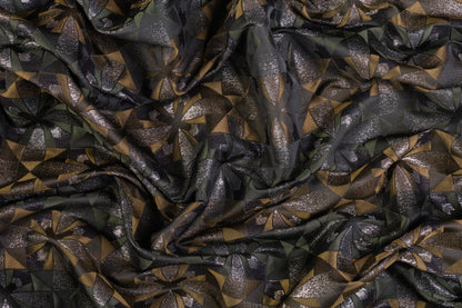 Geometric Metallic Brocade - Green / Gray