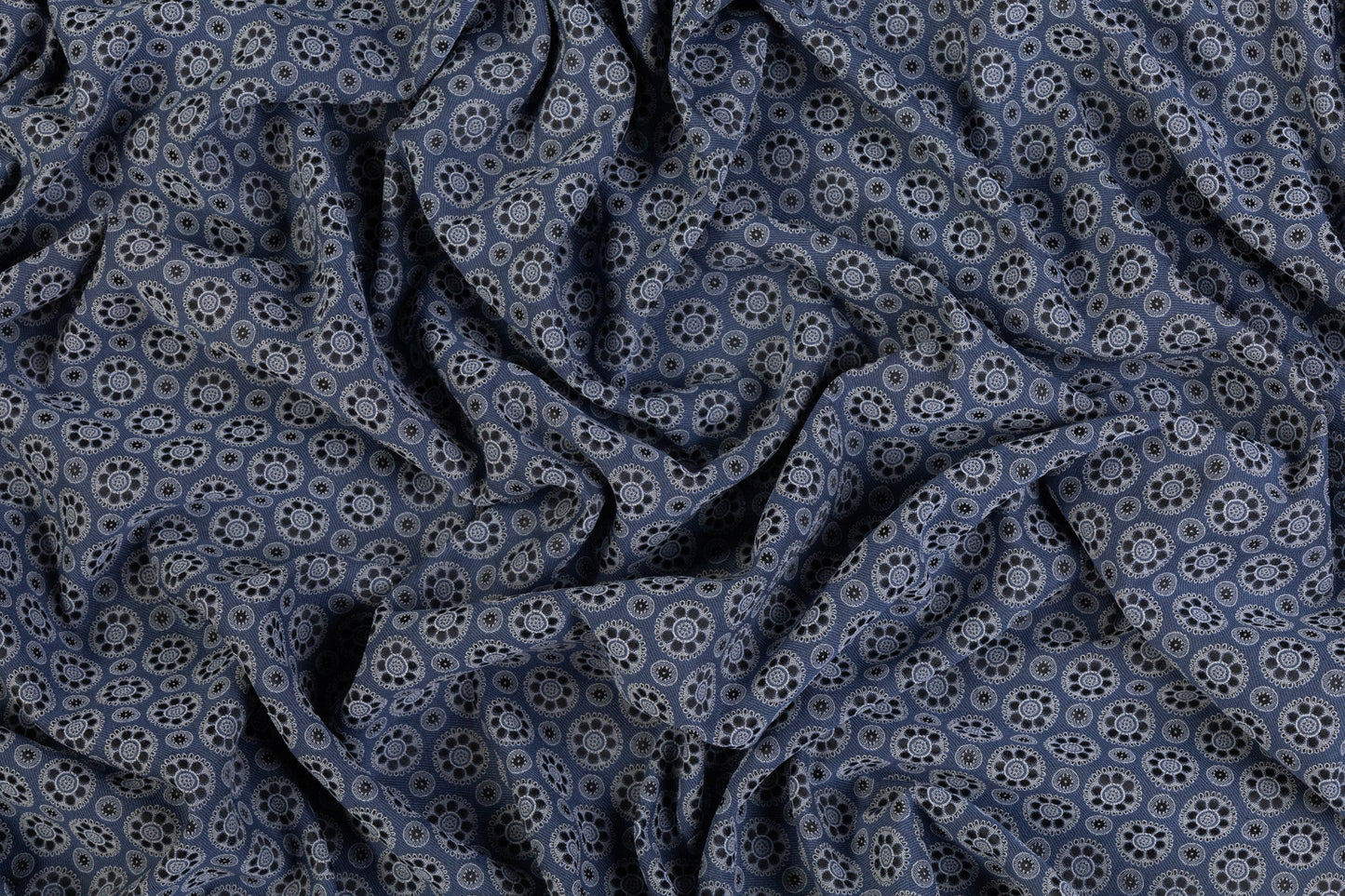 Geometric Stretch Brocade - Blue / Gray