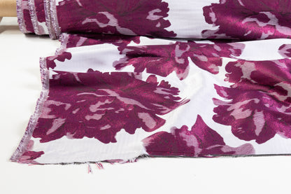 Double Faced Floral Brocade - Purple / Gray