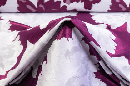 Double Faced Floral Brocade - Purple / Gray