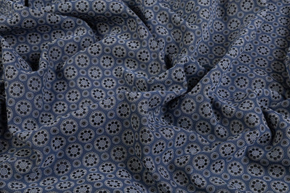 Geometric Stretch Brocade - Blue / Gray