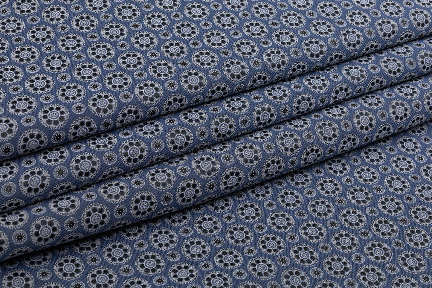 Geometric Stretch Brocade - Blue / Gray