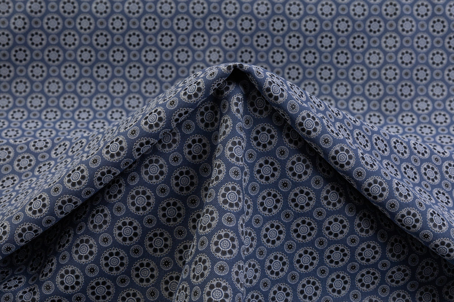 Geometric Stretch Brocade - Blue / Gray