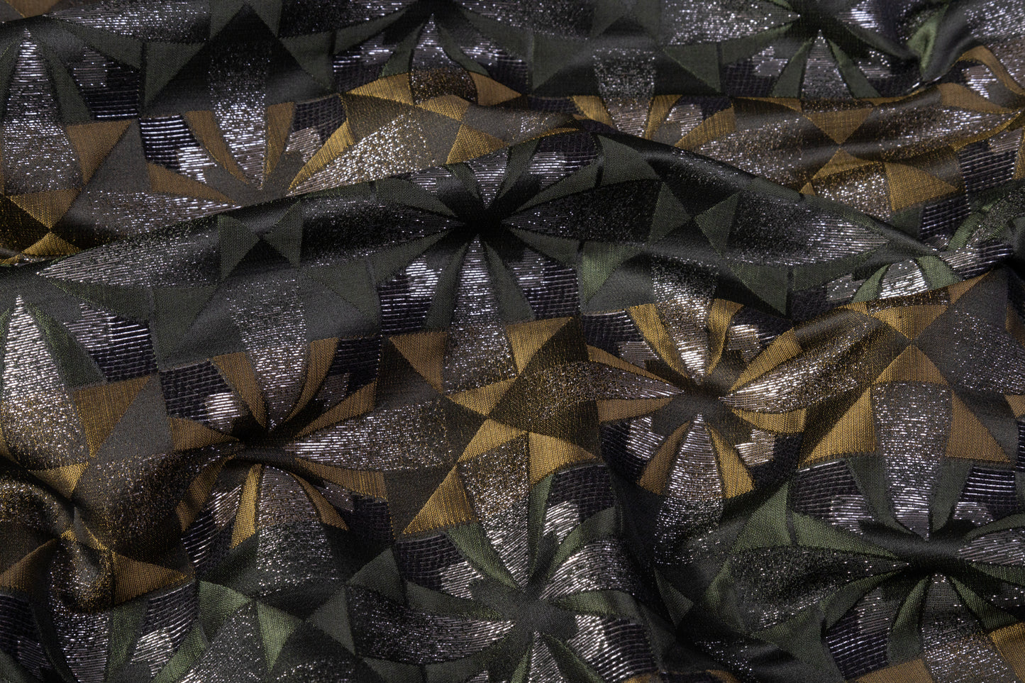 Geometric Metallic Brocade - Green / Gray