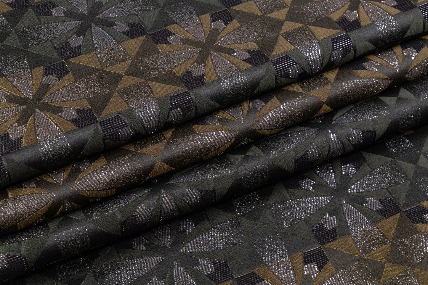 Geometric Metallic Brocade - Green / Gray