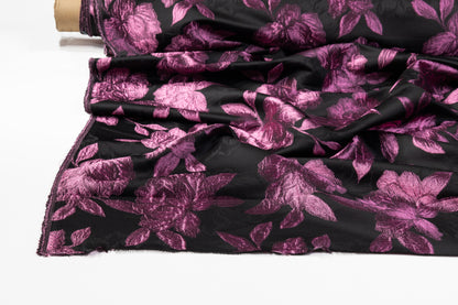 Floral Metallic Brocade - Black / Purple