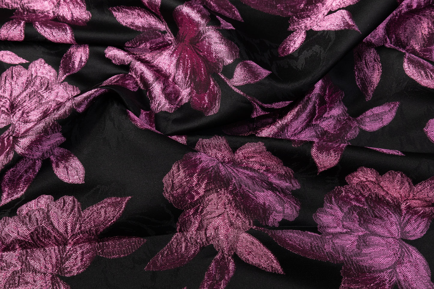 Floral Metallic Brocade - Black / Purple