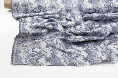 Abstract Metallic Brocade - White / Navy / Gray