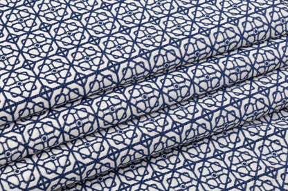 Geometric Brocade - Navy Blue / Off White