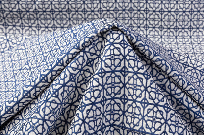 Geometric Brocade - Navy Blue / Off White