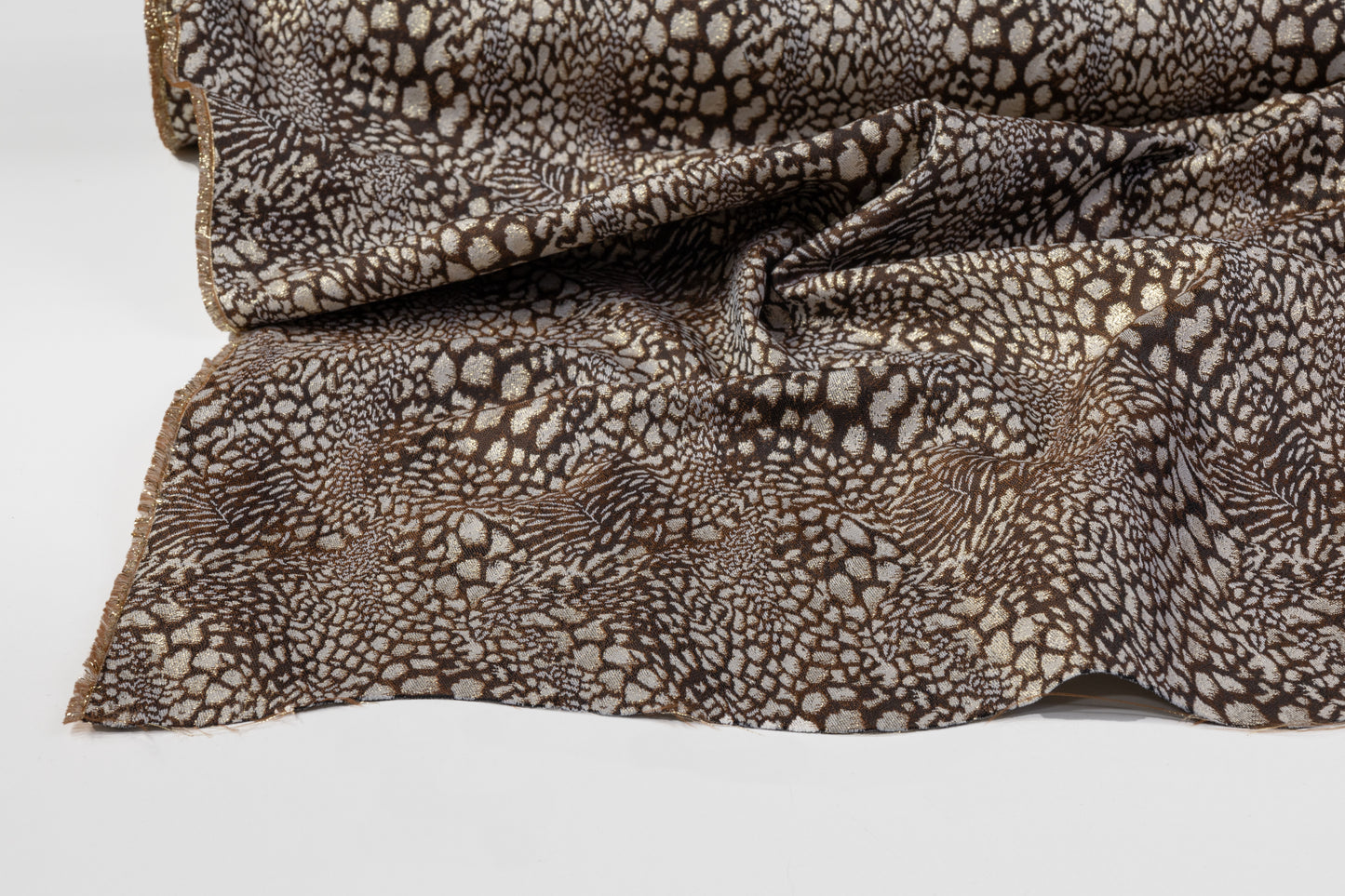 Snake Skin Design Metallic Brocade - Brown / Gold / Taupe