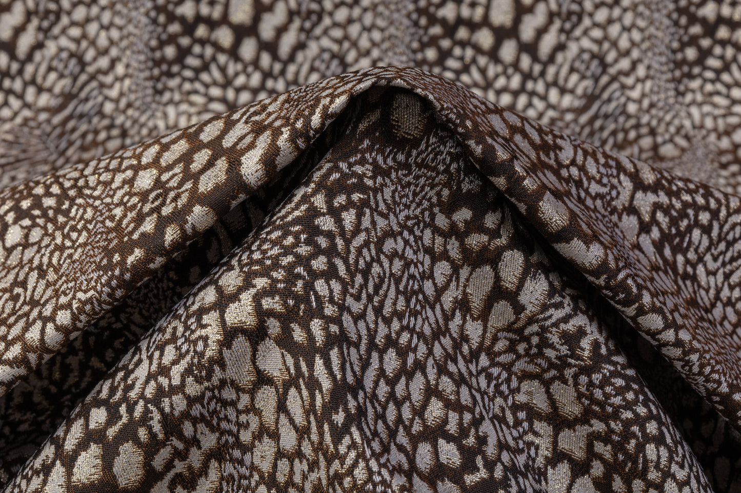 Snake Skin Design Metallic Brocade - Brown / Gold / Taupe