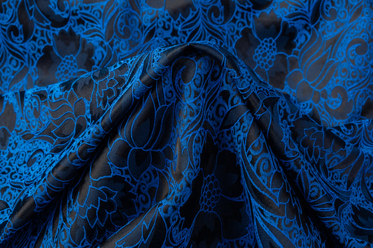 Floral Brocade - Royal Blue / Black