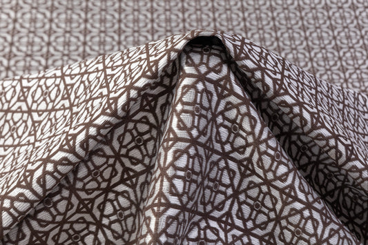 Geometric Brocade - Brown / White