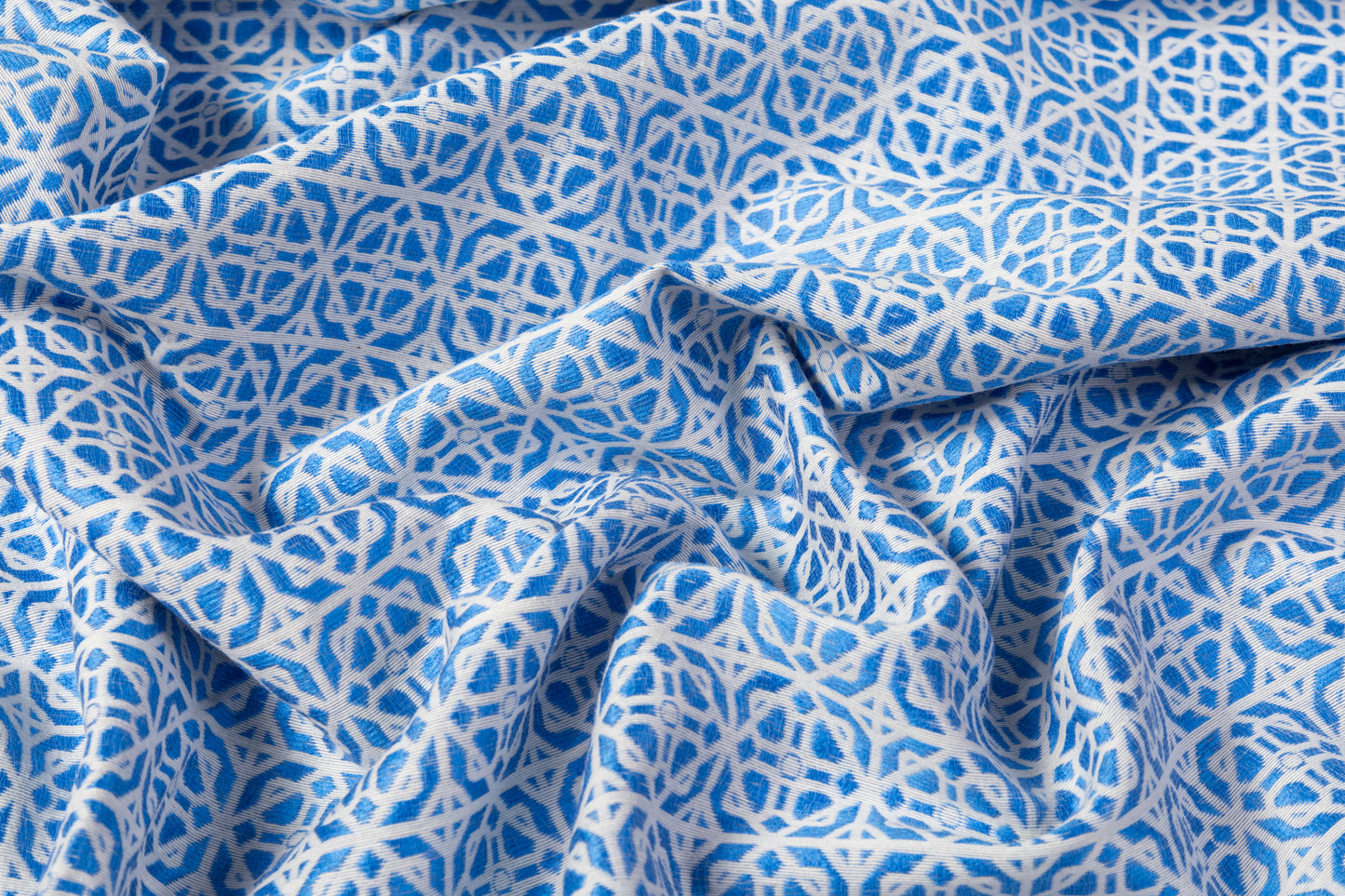 Geometric Brocade - Blue / White