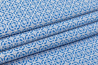 Geometric Brocade - Blue / White