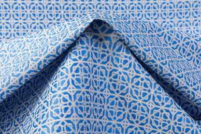 Geometric Brocade - Blue / White