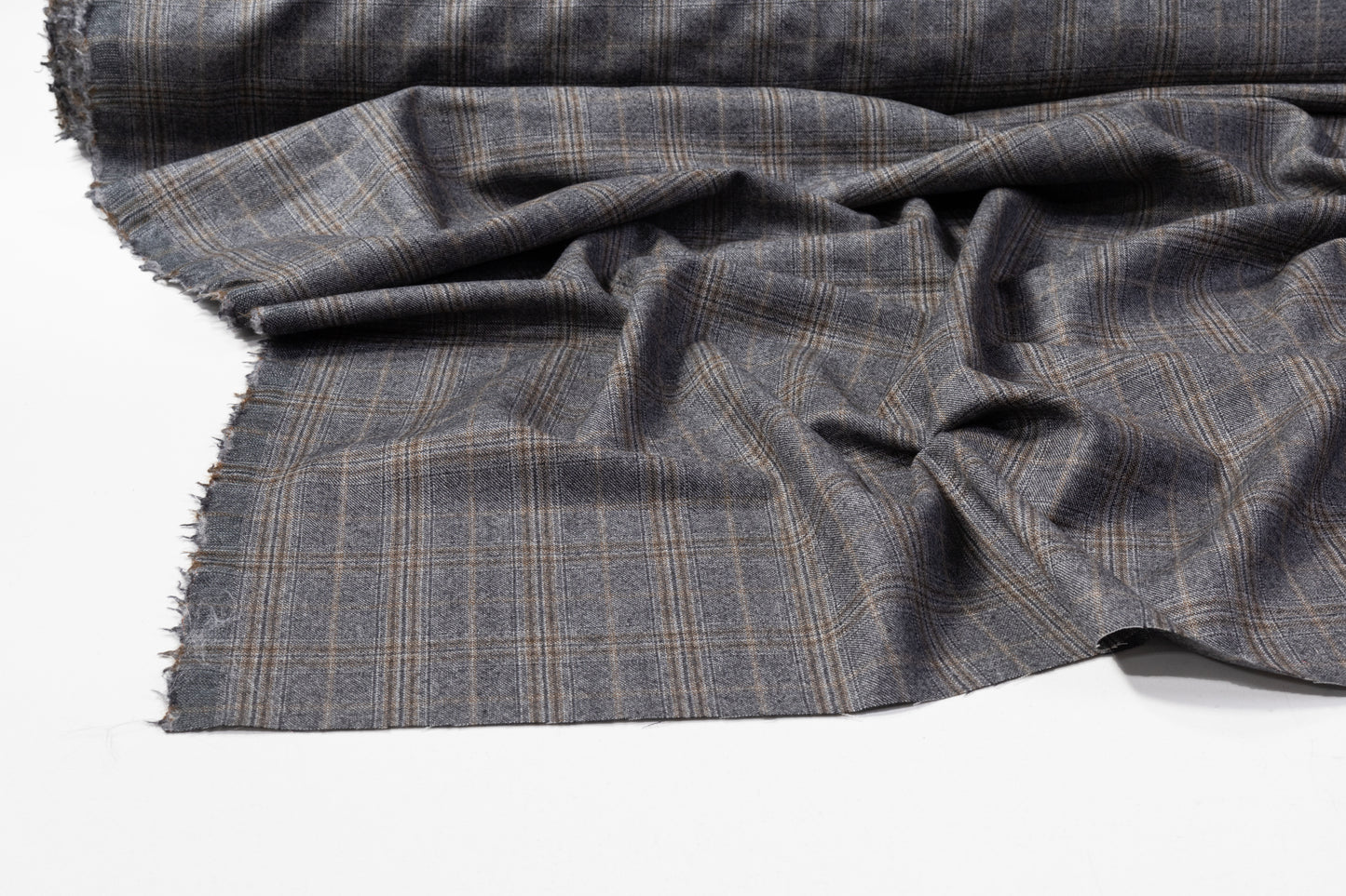 Checked Italian Wool Suiting - Gray / Brown