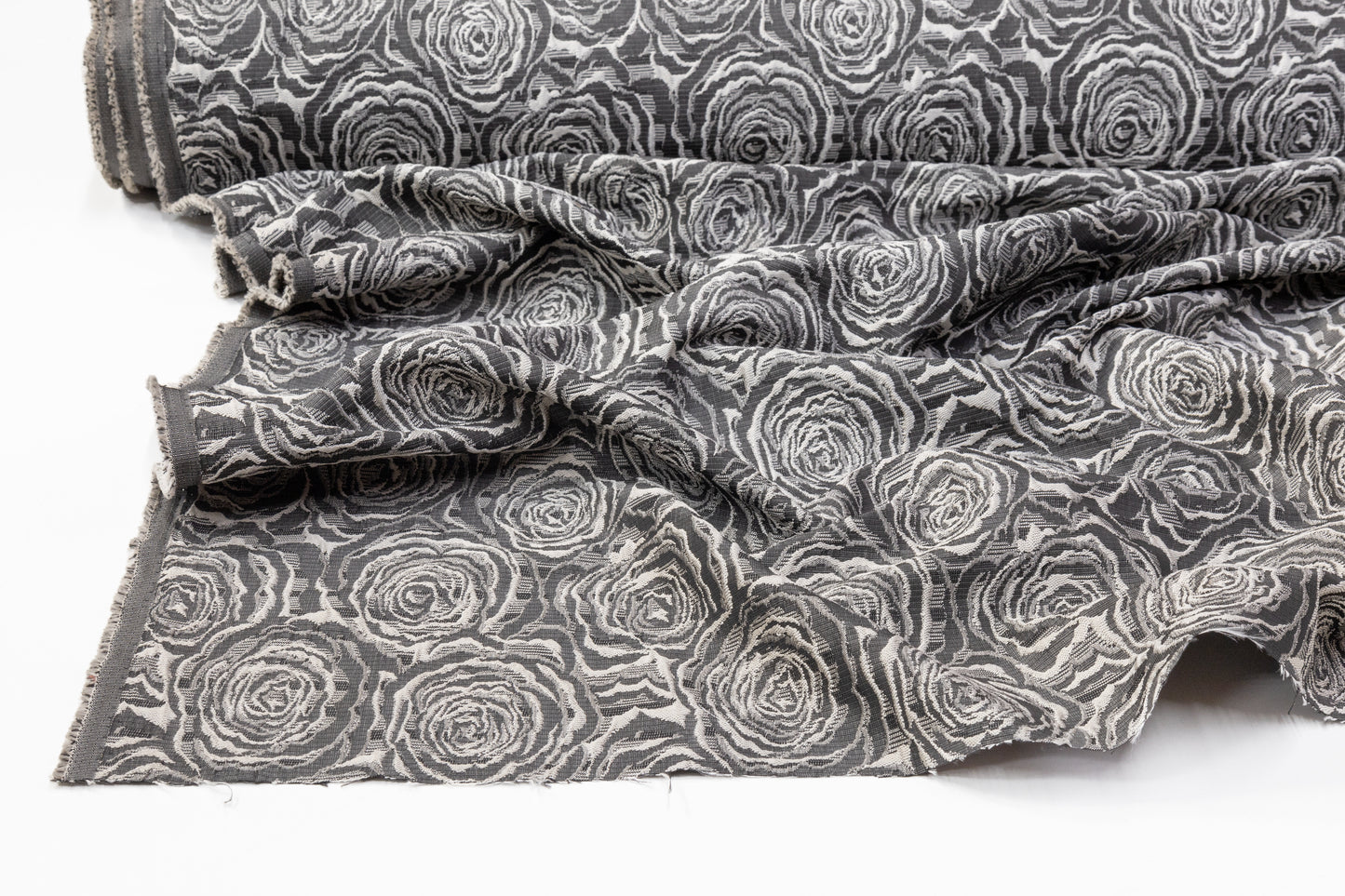 Rose Floral Brocade - Charcoal Gray