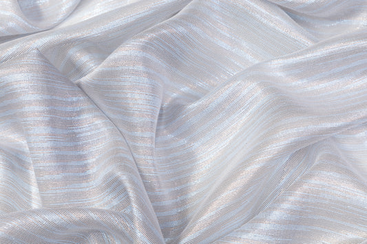 Italian Silk Chiffon Lamé - Blue / Gray