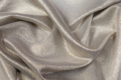 Italian Silk Chiffon Lamé - Taupe / Gold