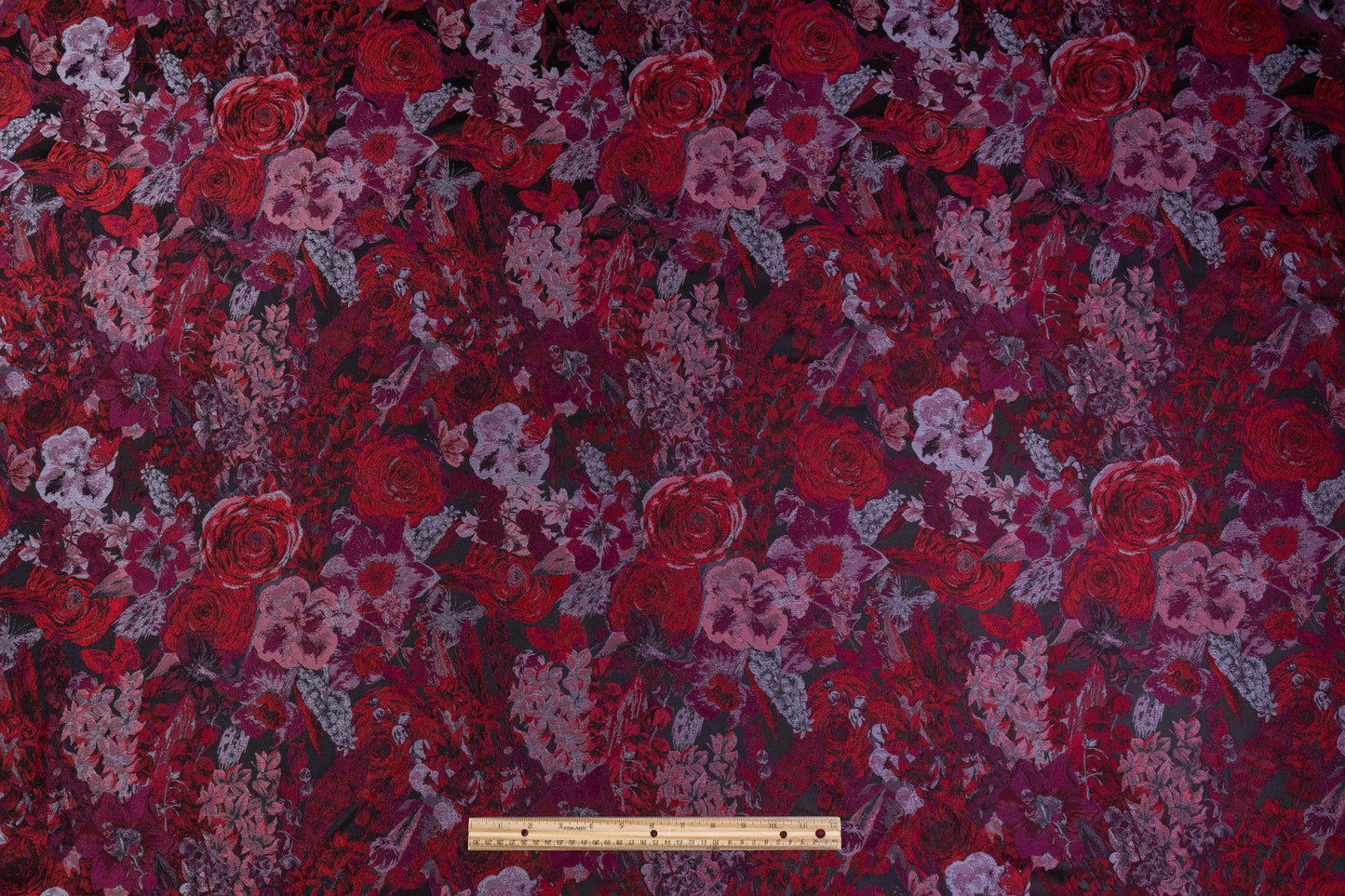 Floral Brocade - Maroon / Red / Gray