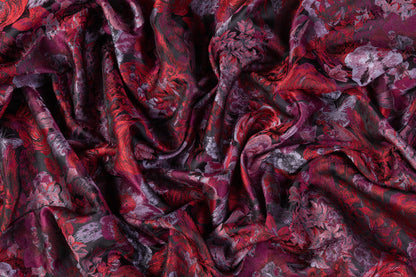 Floral Brocade - Maroon / Red / Gray