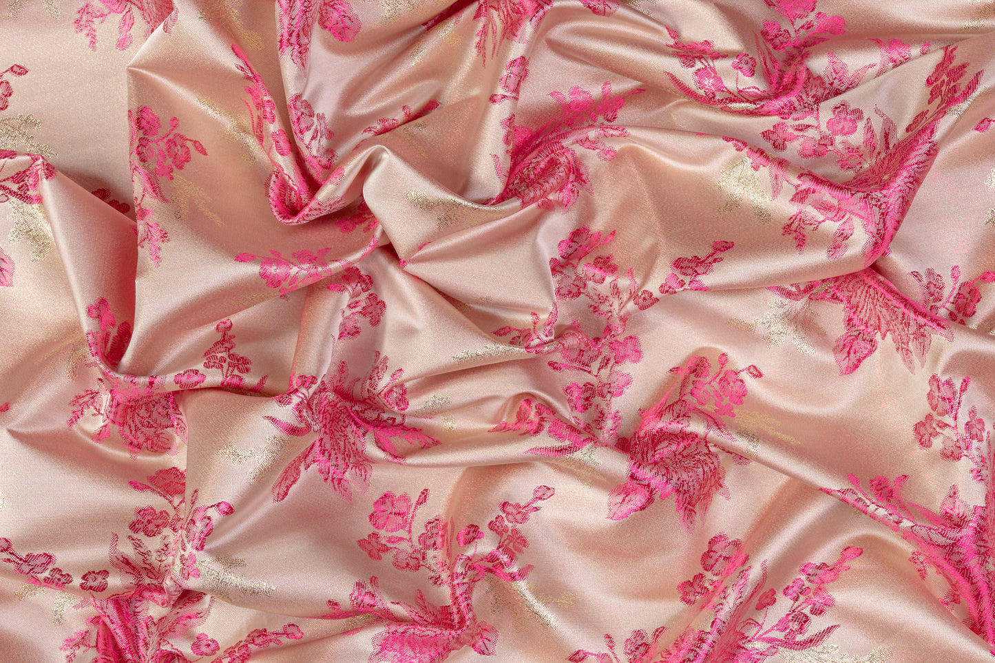 Floral Metallic Brocade - Pink / Gold