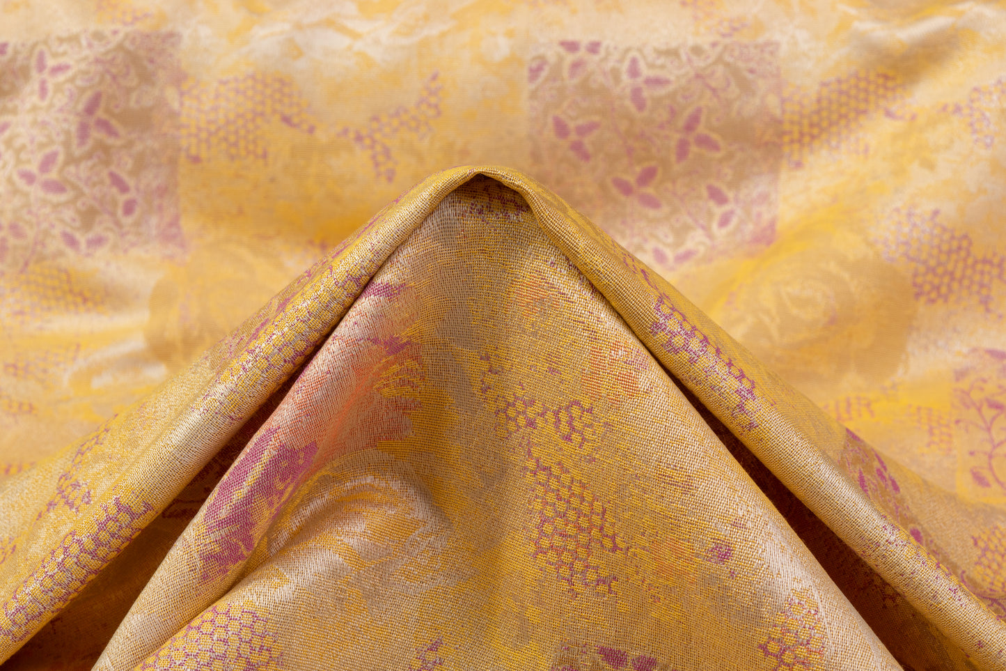 Patch Design Floral Italian Brocade - Yellow / Purple