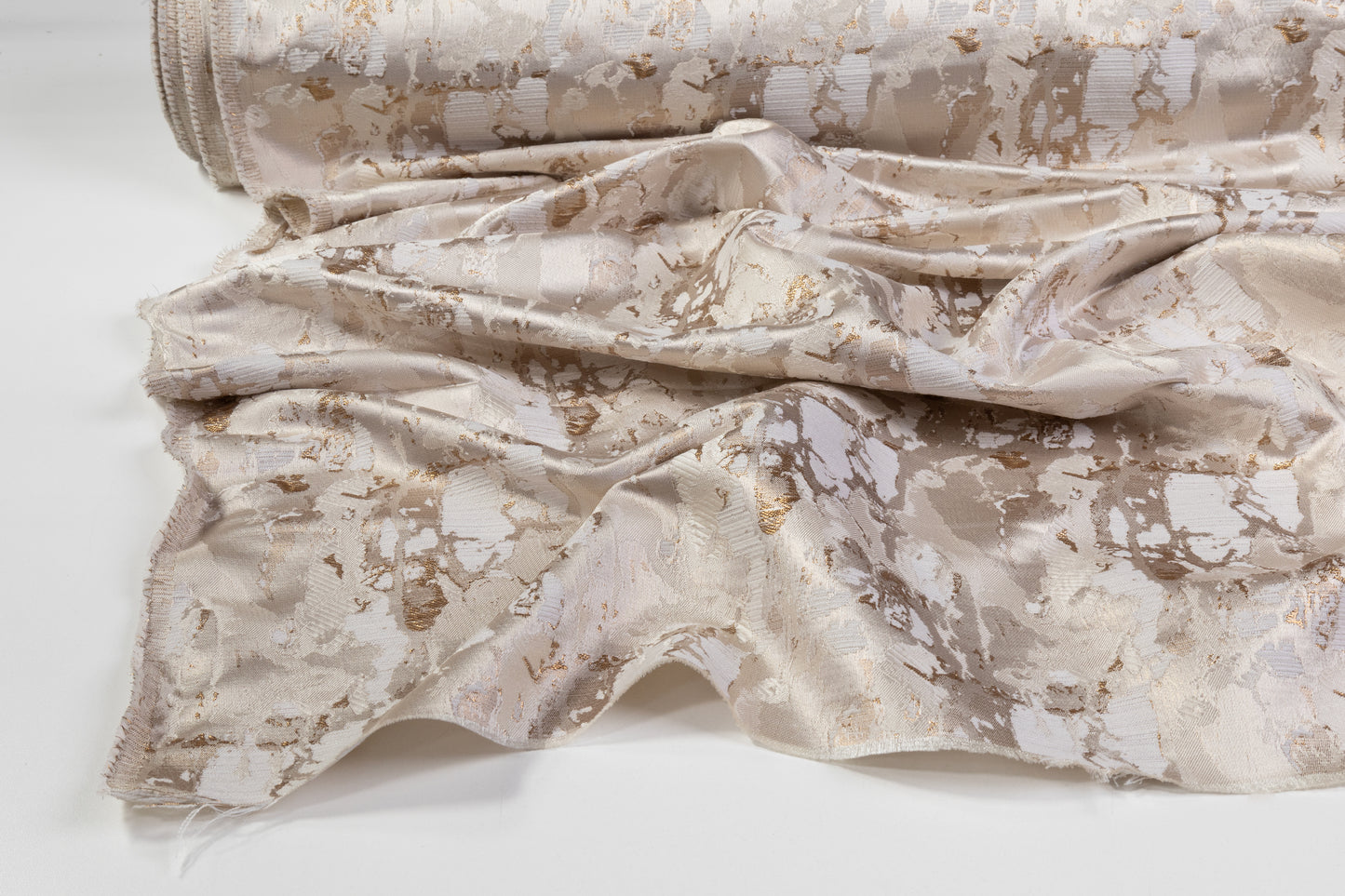 Abstract Metallic Brocade - Beige / Gold