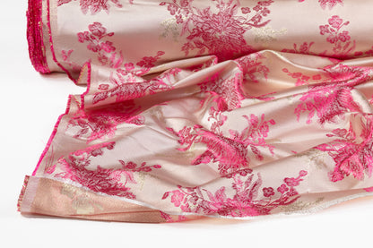 Floral Metallic Brocade - Pink / Gold