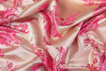 Floral Metallic Brocade - Pink / Gold