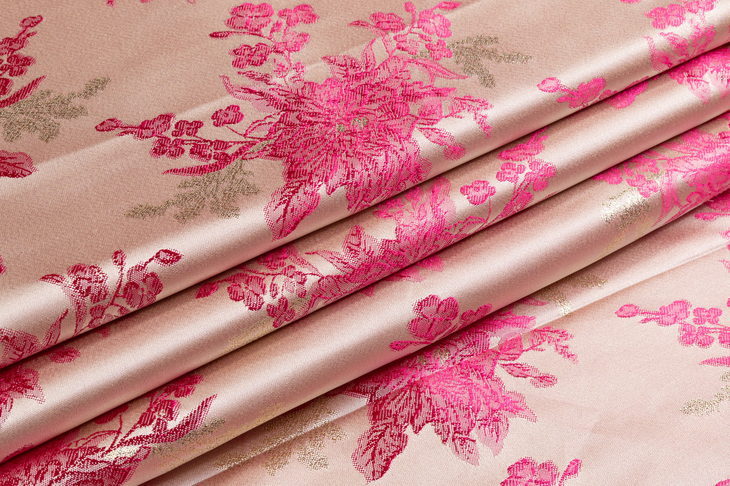 Floral Metallic Brocade - Pink / Gold