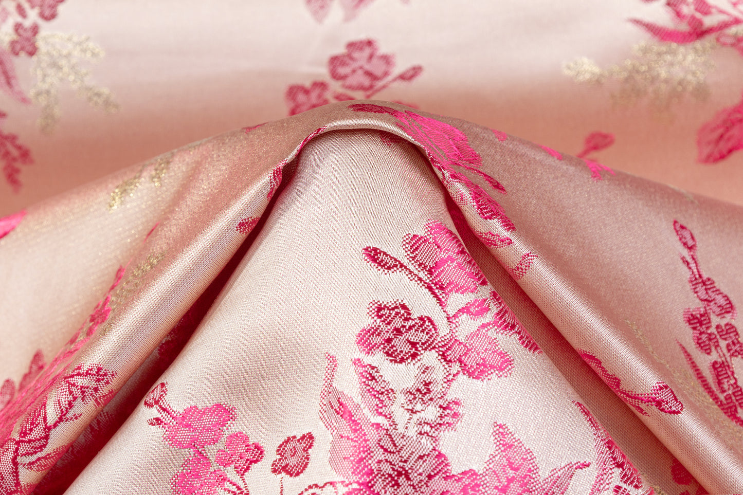 Floral Metallic Brocade - Pink / Gold