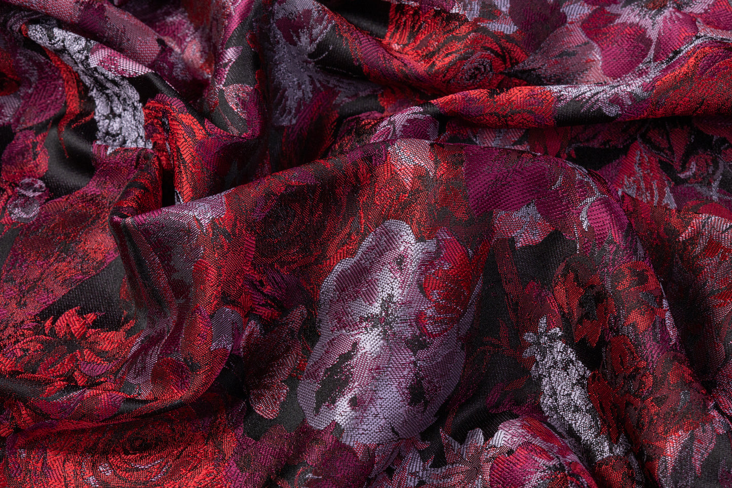 Floral Brocade - Maroon / Red / Gray