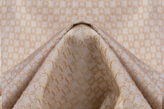 Geometric Poly Cotton Brocade - Beige