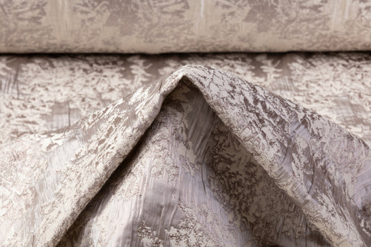 Abstract Crinkled Metallic Brocade - Platinum Gray