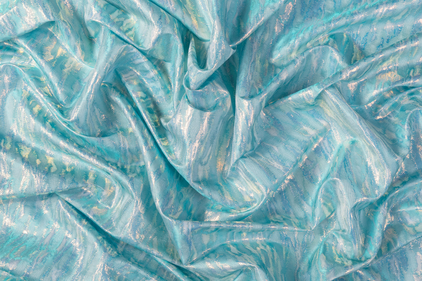 Abstract Metallic French Brocade - Aqua