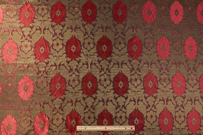 Floral Damask Brocade - Red / Bronze